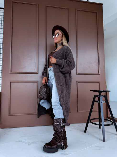 Megztas kardiganas "MALIBU" - choco